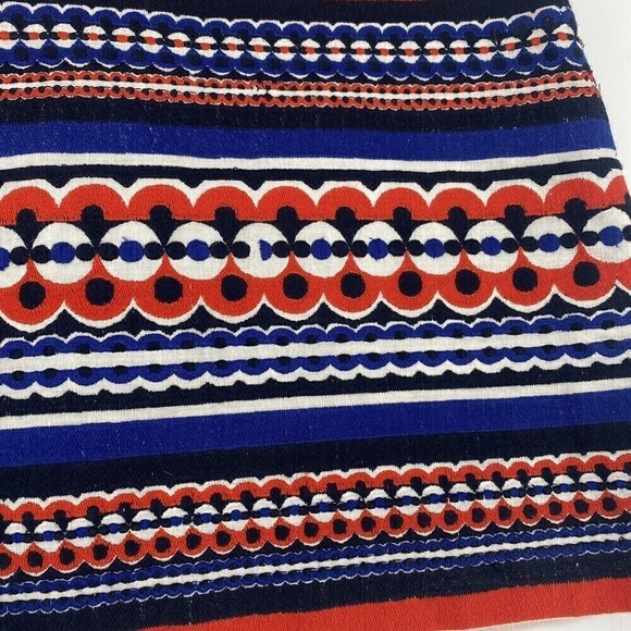 MILLY Size 2 Embroidered Mini Skirt Stripes Blue Red White USA - Picture 4 of 10